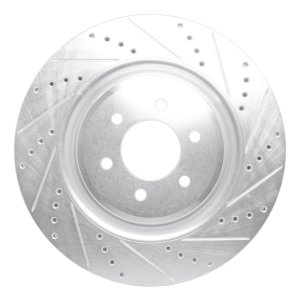 Dodge Viper Brake Rotor (1) - Front Right - R1 Concepts - Drilled & Slotted - Silver - `03-`17